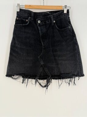 Agolde Criss Cross Mini Skirt Black Denim Size 24